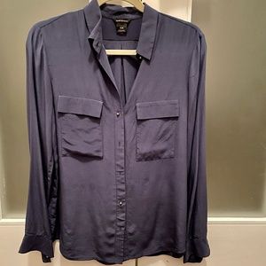 Club Monaco Navy Silk Blouse Size M